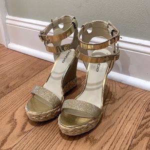 Bebe Gold Platform Heels